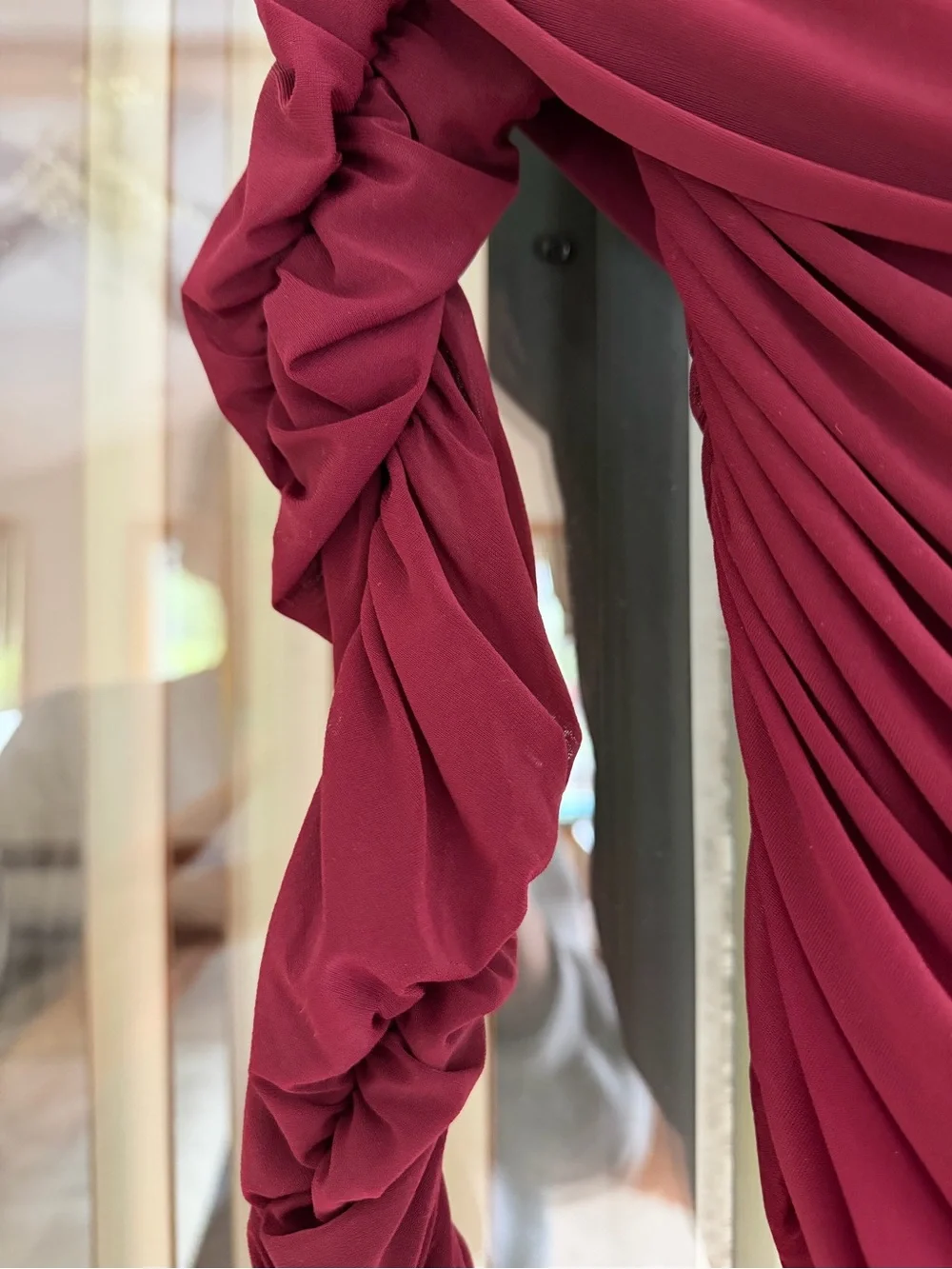 Ronny Kobo Collection Burgundy Ruched Long-Sleeve Zarina Bodysuit - Picture 6 of 8